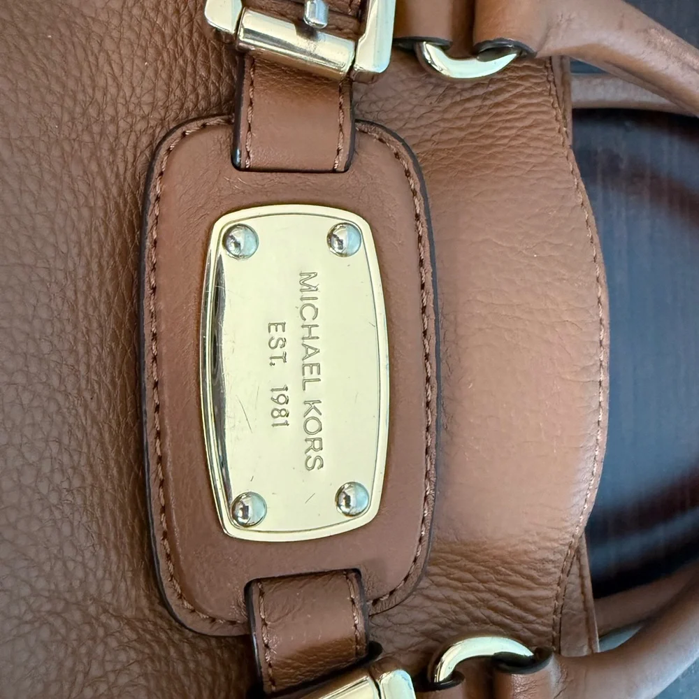 Michael Kors Over Sized Top Handled Brown Soft Leather Purse W/ Gold Chain Strap